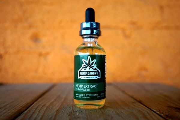 Bottle of pure CBD oil used for pain management